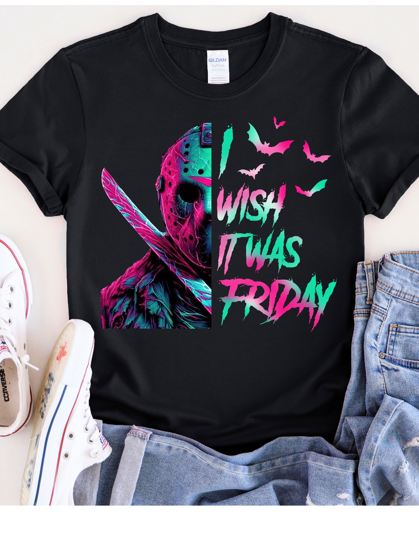 Wish It Was Friday Neon Horror T-Shirt