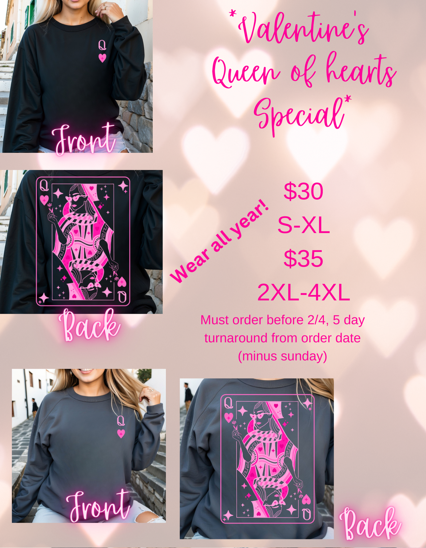 QUEEN OF HEARTS CREWNECK