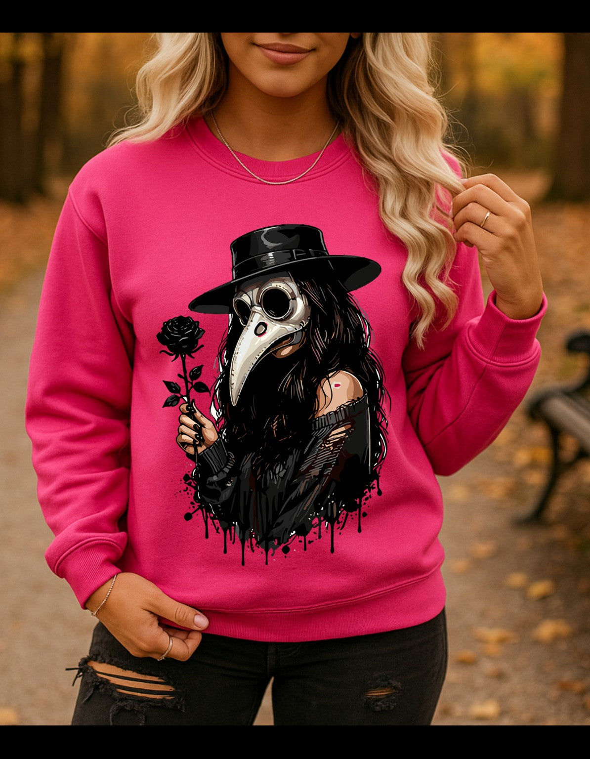 Gothic Plague Doctor Girl Crewneck Sweatshirt