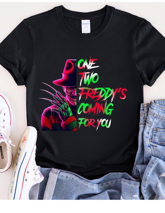 One Two He's Coming for You Neon Horror T-Shirt