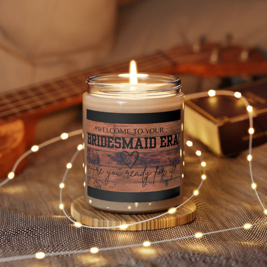 Welcome to your bridesmaid era Scented Candle with barnwood decor, 9oz