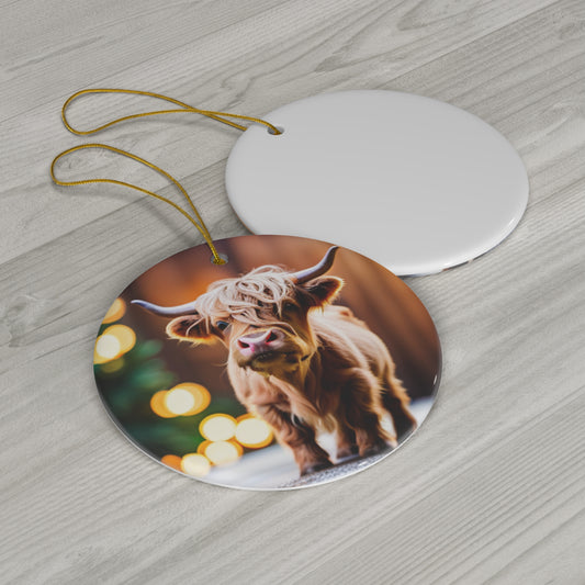 highland cow ceramic ornament