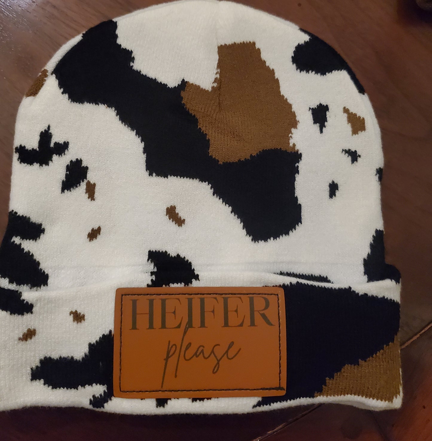 Cowhide Beanie black & brown