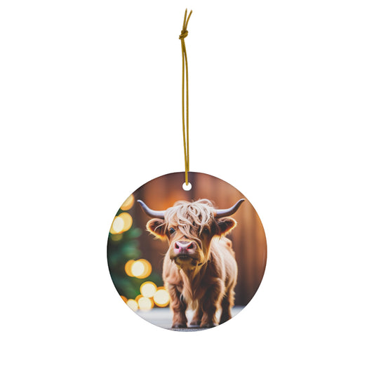 highland cow ceramic ornament