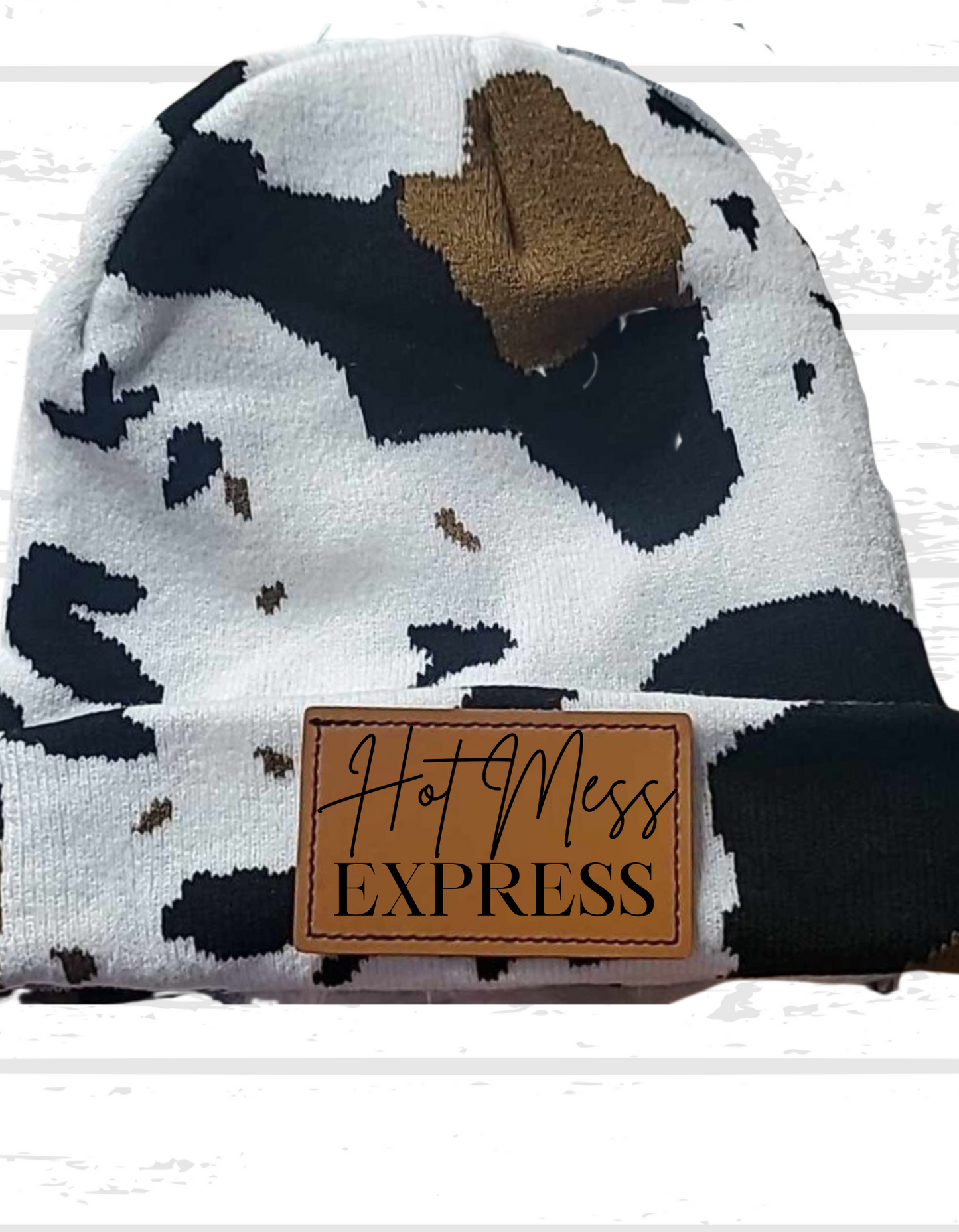 Cowhide Beanie black & brown