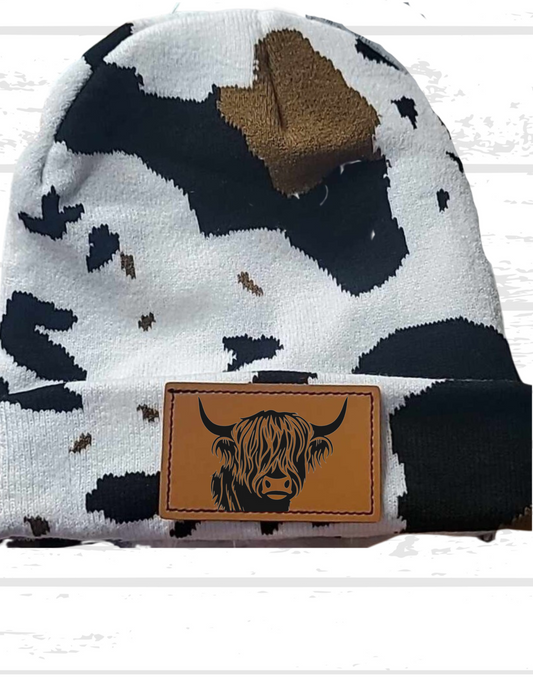 Cowhide Beanie black & brown