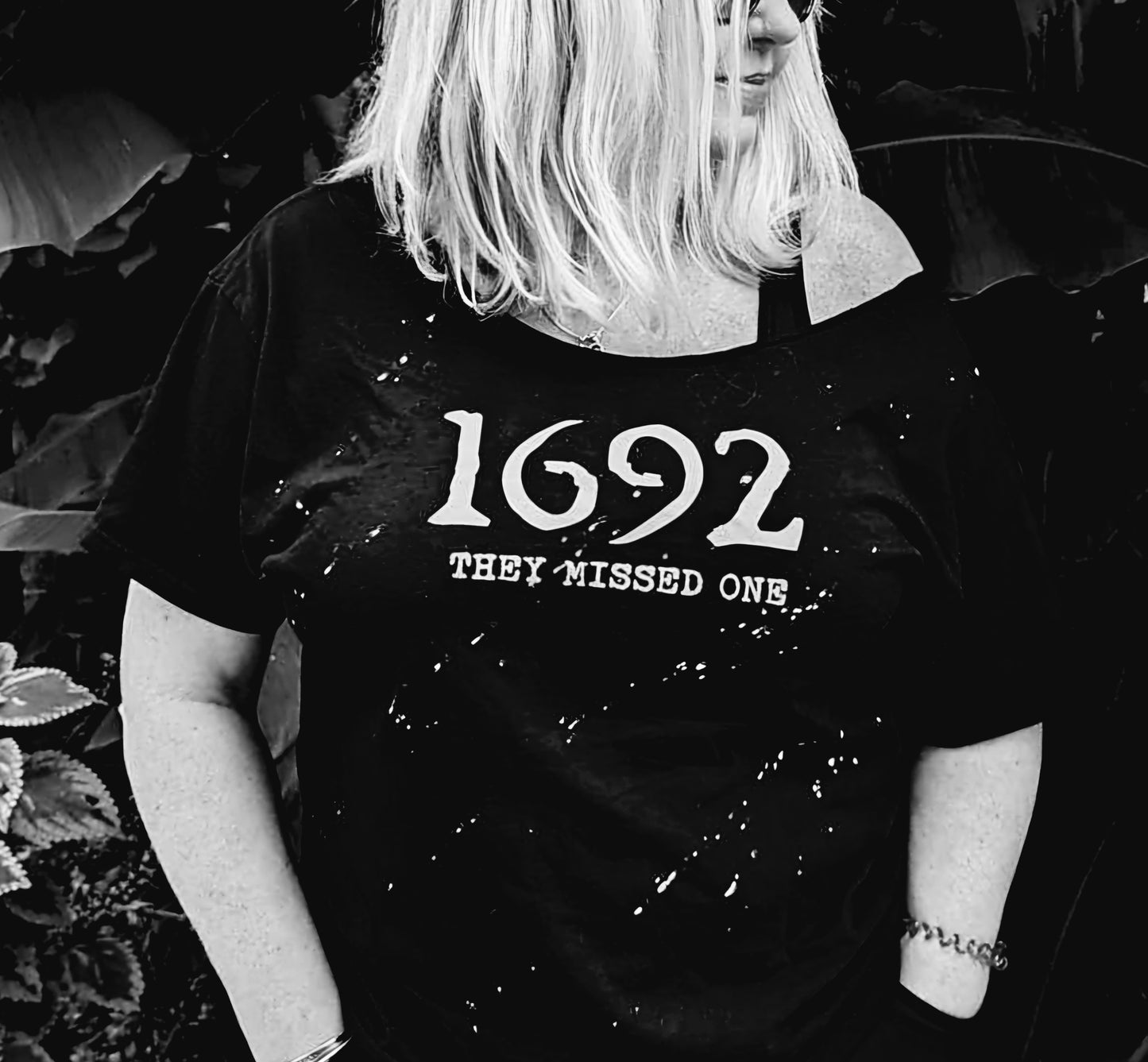 1692 they missed one witchy woman tshirt with distressed collar