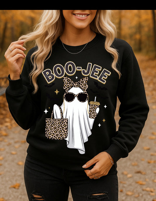 Boo-Jee Leopard Ghost Crewneck Sweatshirt