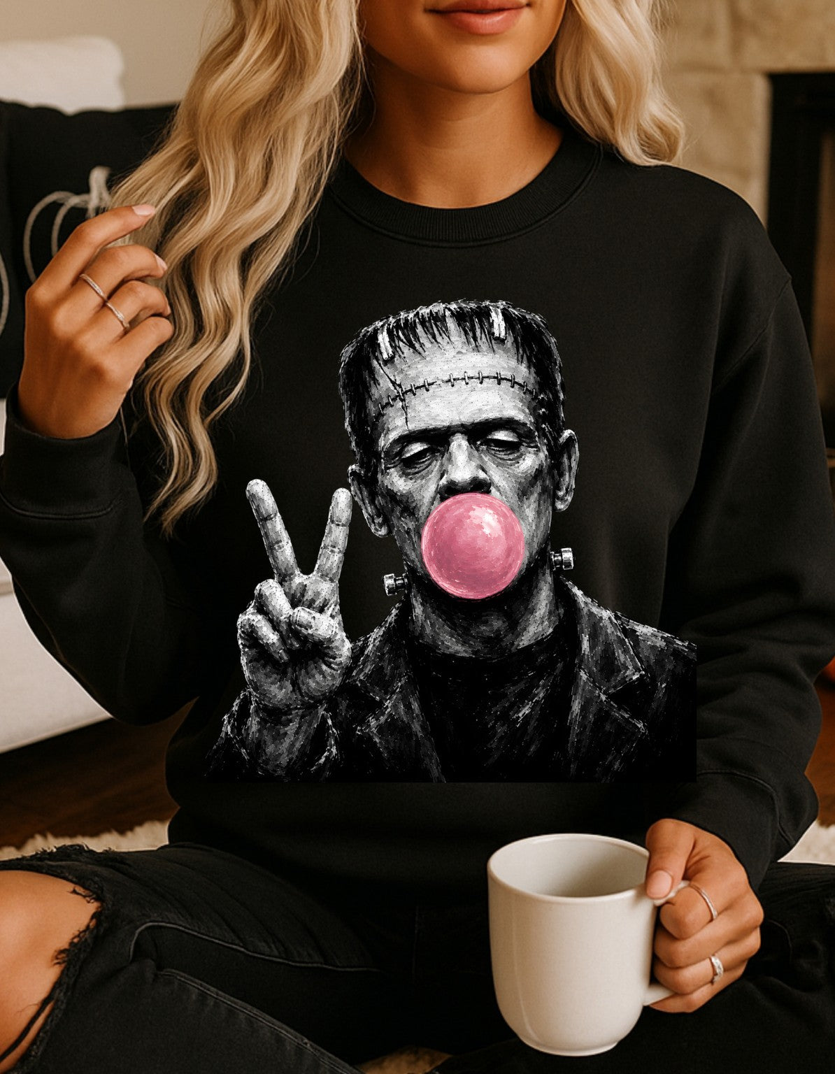 Frankenstein Bubblegum Peace Crewneck Sweatshirt