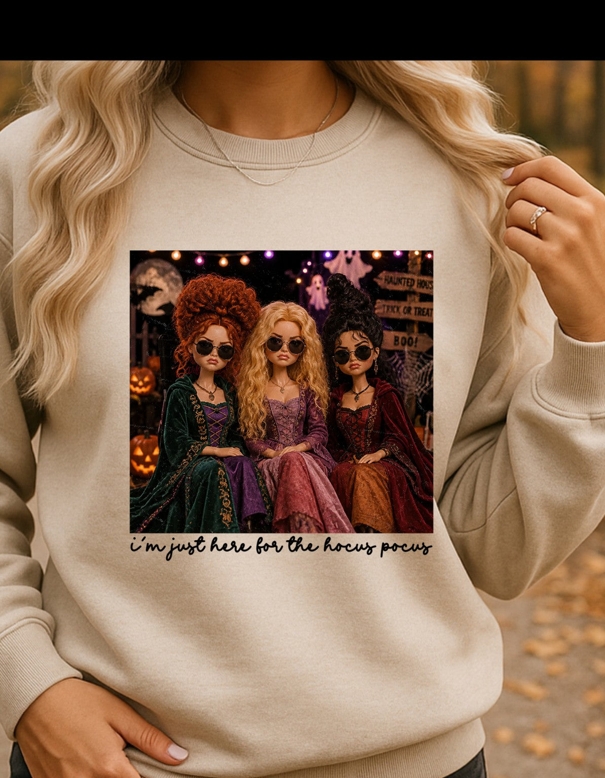 Here for the Magic & MIschief - Sand Crewneck Sweatshirt