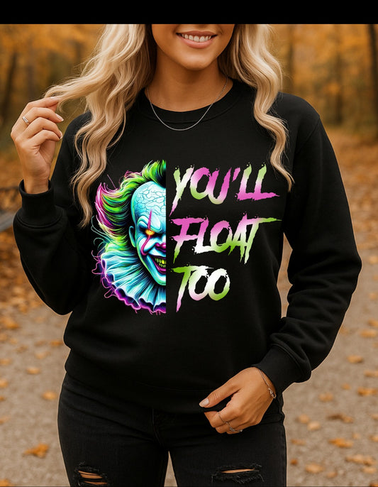 You'll Float Too Neon Horror Crewneck Sweatshirt